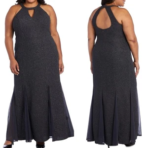 NWT Nightway Glitter Knit Formal Dress Womens Size 8 Charcoal Gray - Picture 1 of 7