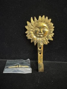 Vintage Brass Sun face hook Key Towel Wall Mounted Hanger purse clothes - G1452 - Picture 1 of 7
