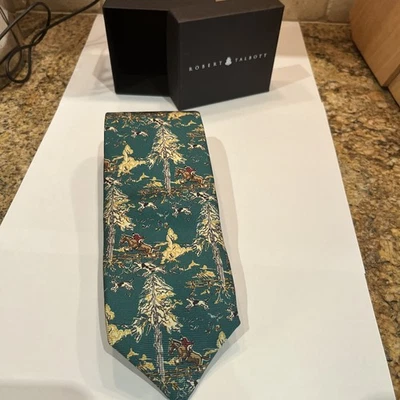 Corbata ecuestre verde Robert Talbott Hunter seda Foto 1 de 4