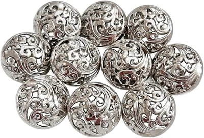 10PC Silver Vines Metal Buttons Sew on Shank Buttons 25mm 1 inch - Image 1 of 3