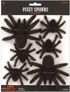Fuzzy Spiders Black Haunted House Halloween Party Favor Table Decoration - Picture 1 of 1