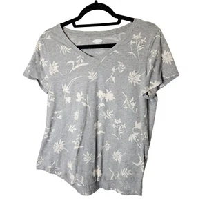Old Navy Womens Basics Grey Floral V-Neck Tee Size M - Picture 1 of 7