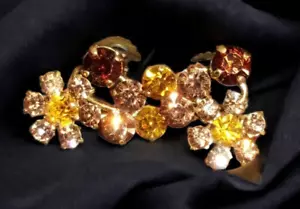 Vintage Clip-on Strass Ohrringe Österreich Herbstfarben - Bild 1 von 8