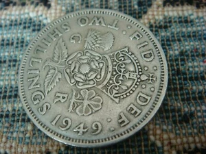 1949 GEORGIUS VI D. G. BR OMN REX TWO SHILLINGS COIN - Picture 1 of 2