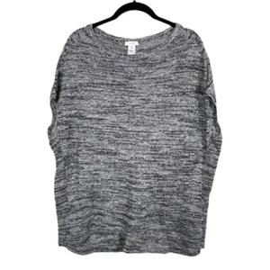 Pure Jill Petites XS Black White Linen Cotton Knit Top Round Neck - Picture 1 of 5