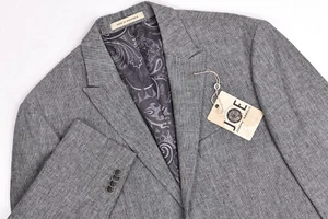 Joseph Abboud Linen/Cotton elbow patch 40S Stripe Blazer Peak Sport Coat Abboud - Picture 1 of 14