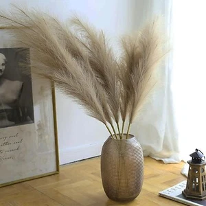 10PCS Faux Pampas Grass Decor - 38" Tall Pampas Grass for Floor Vase (Brown) - Picture 1 of 9