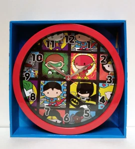 DC COMICS JUSTICE LEAGUE 10" Wall Clock Home Kids Boys Wall Gift Room Decor, Red - Picture 1 of 4