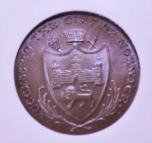 1792 Great Britain Half Penny Norfolk-Norwich Token NGC MS-65 BN Free Shipping - Picture 1 of 4