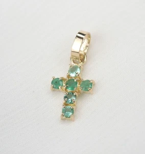 Kolumbianischer Smaragd Kreuz Anhänger 0,27 Kt 18K Gelbgold feiner Schmuck Muzo Minen - Bild 1 von 13