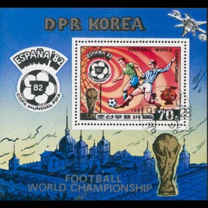 HOJA DE RECUERDO REPÚBLICA DEMOCRÁTICA COREA 1982 FÚTBOL ESPAÑA - Imagen 1 de 1