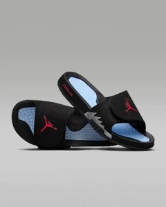 Nike Air Jordan Hydro Retro 5 Slide Black Metallic Silver 555501 061 Sandals - Picture 1 of 12
