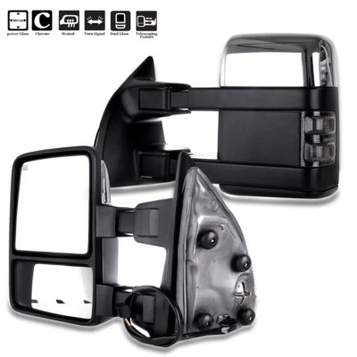 Chrome Tow Mirrors For 08-16 Ford F250 F-350 Super Duty 6.2L 6.7L V8 4-Door OHV Foto 1 de 4