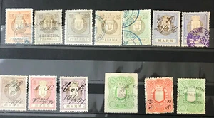 13 MECKLENBURG REVENUE STAMPS (GERMANY) 1874-1888 HAND CANCELLED VG+ CONDITION - Picture 1 of 1