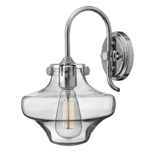 Lampada Parete Vetro Acciaio Cromo H 33 CM da Corridoio 1 Fiamma Stile Vintage - Foto 1 di 1