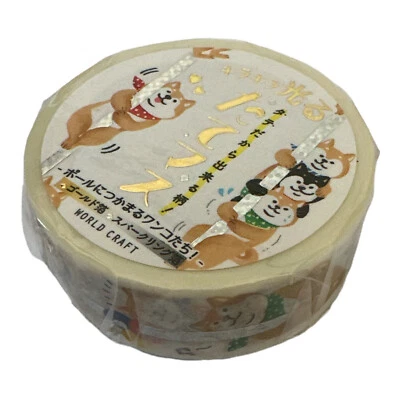 Japanese style Washi masking TAPE climbing shibainu dog sparkly kawaii Japan - Image 1 of 2
