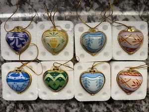 8 Porcelain Enamel Heart Ornament Trinket By Valerie Parr Hill - Picture 1 of 3