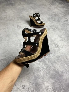 Christian Louboutin Barcelona Y2K Patent Leather Platform Sandals Wedge Size: 37 - Picture 1 of 22