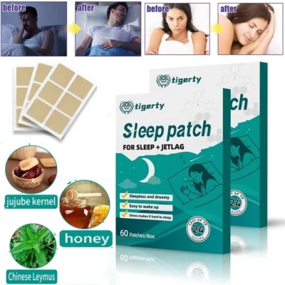 60 parches para dormir plantas hierbas ayuda para dormir ayuda a relajar fácil cuerpo yeso natural Foto 1 de 4