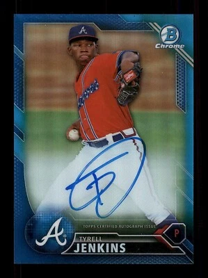 2016 BOWMAN CHROME TYRELL JENKINS PROSPECT AUTO BLUE REFRACTOR /150 BRAVES - Image 1 of 2