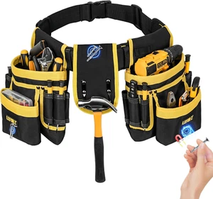 Tool Belt,Magnetic Tool Pouch,27-Pockets Heavy Duty Padded Tool Belts for Men,De - Picture 1 of 12