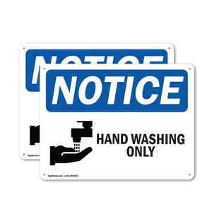 (2 Pack) Hand Washing Only OSHA Notice Sign Decal Metal Plastic - Picture 1 of 23