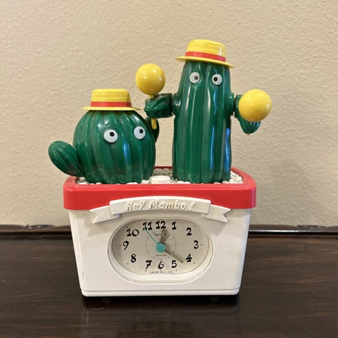 HEY MAMBO!  ALARM CLOCK Maraca Rhythm Music Wake Up WORKS Rare Cactus Cacti VTG Cover