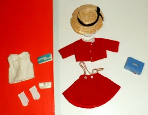VTG TAMMY PEPPER OUTFIT GADABOUT #9331-0 IDEAL RED VELVETEEN DOLL CLOTHES SHOES - Picture 1 of 8
