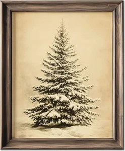 Decoración de pared de árbol de Navidad vintage, decoración de Navidad, decoración de arte de pared de bosque,  - Imagen 1 de 12