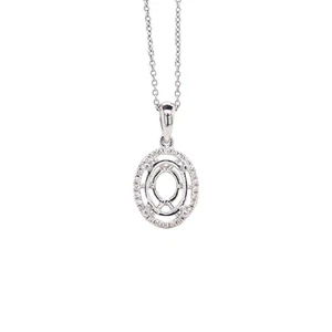Anhänger Halbfassung oval 8x6mm in 14K Weißgold mit Diamant Akzenten (55345) - Bild 1 von 4