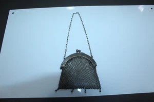 Vintage Chain Made Purse Marked German Silver 4-1/2" x 5" - Picture 1 of 12
