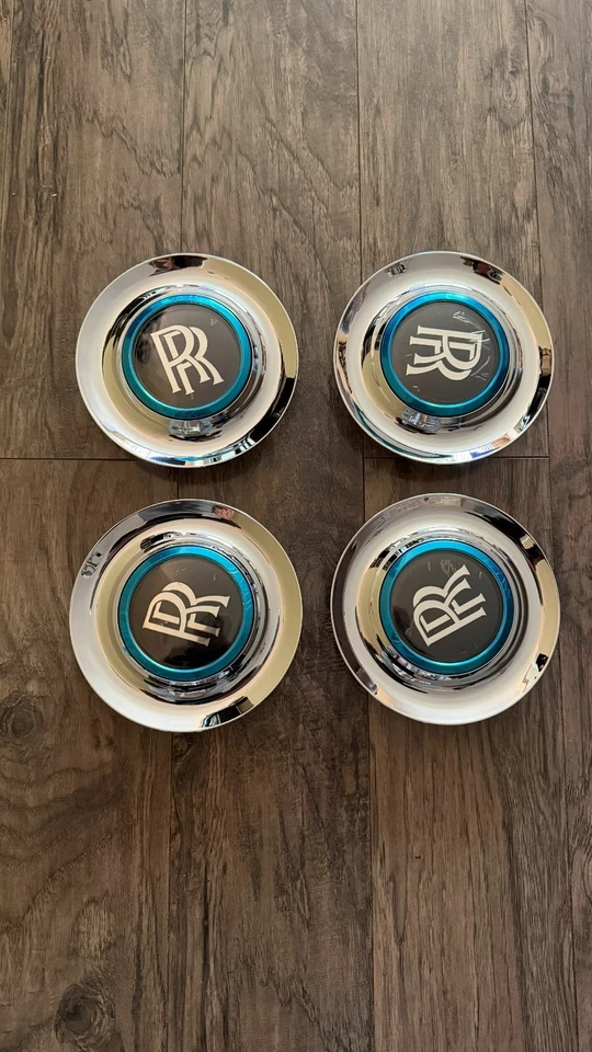 4 Pc Floating Chrome Wheel Center Caps for Rolls Royce 7.2in | ОEМ Quality - Image 1 of 4