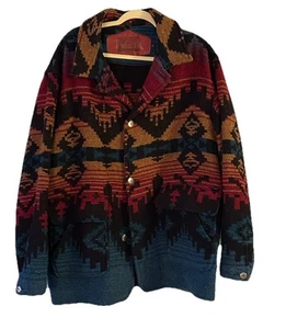 Vtg Woolrich Mens XL Wool Southwest Blanket Coat Multicolor Native Navajo USA - Picture 1 of 18