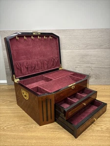 Burl Jewelry Box W 2 Pull-out Drawers & Swing-out Door 16x11x8” - Picture 1 of 10