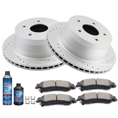 For Gmc Jimmy 1997 - 2005Rear Brake Drilled & Slotted Rotors And Ceramic Pads - Imagem 1 de 4