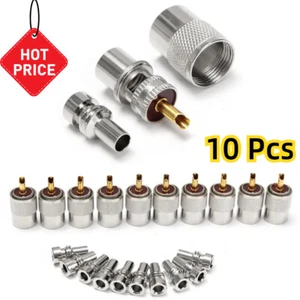 Conector de soldadura PL259 enchufe con reductor paquete de 10 para cable coaxial RG8X EE. UU. - Imagen 1 de 10