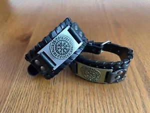 Viking PU Leather Bracelet Wrap Cuff Bangle Wristband Rune - Uk Seller - Picture 1 of 7