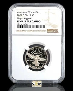 Cuarto americano para mujer 2022 S vestido a prueba Maya Angelou NGC PF69 ultra cameo - Imagen 1 de 2