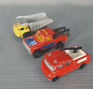 Lot of 3 Majorette Diecast Trucks Depanneuse Benne Carriere Pompier Aeroport - Picture 1 of 12