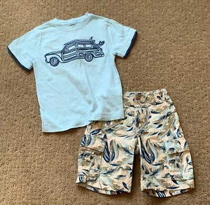 Gymboree Boys 4 Shirt And Short Set/outfit, Surfer/woodie Car - Picture 1 of 11