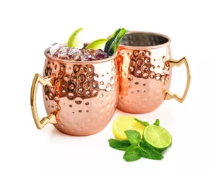 2* 530 ml Kupferbecher 100 % reines Kupfer Moscow Mule Becher Ayurveda Tasse Bar - Bild 1 von 6