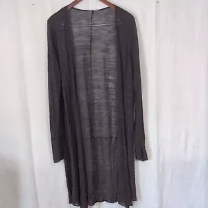 Cárdigan Gris Ligero Frente Abierto Largo Talla Grande - Imagen 1 de 4