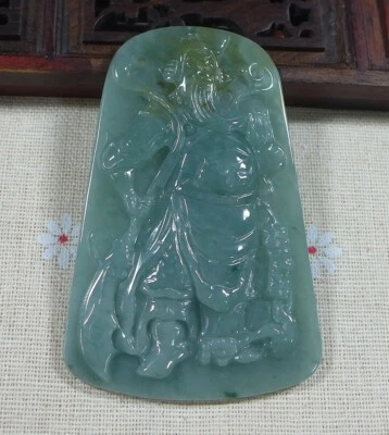 Colgante Guan Gong Jadeíta Translúcido Helado Tipo A Natural Fino De Colección Foto 1 de 4