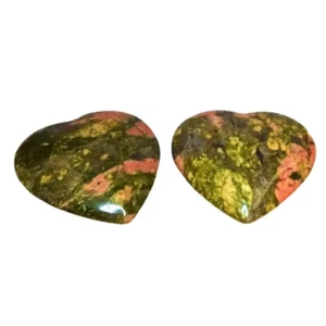 31.435cts Natural Unakita Forma Corazón 2 piezas Piedras Preciosas Sueltas "ver Video" - Imagen 1 de 2