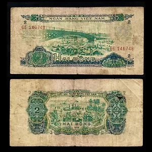 1966 Vietnam South 2 Dong Banknote World Paper Money Well Circulated Bill Rare - Picture 1 of 3