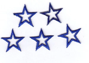 STARS - 7/8" Royal Blue Open Star (5 Pc)) Iron On Embroidered Applique/ Patch - Picture 1 of 1