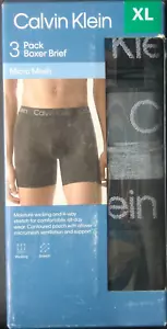Calvin Klein Men's 3-Pack Micro Mesh Boxer Brief XL (40-42) Black-2/Gray-1 - Picture 1 of 3