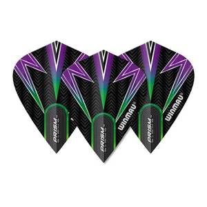 5 Nuevos Juegos Winmau Prism Alpha Cometa Dardos Vuelos - Negro Verde Púrpura - Imagen 1 de 3