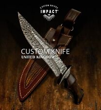 IMPACT CUTLERY CUSTOM FIRE PATTERN DAMASCUS BOWIE KNIFE EXOTIC WOOD HANDLE- 1399