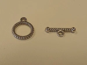 Chiusura a levetta in argento tibetano, rotonda, argento antico - produzione gioielli quantità 6 set - Foto 1 di 1